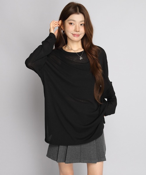 by LEGNA(バイレグナ)の「【全17色】選べるサイズ シアーTシャツ(Tシャツ/カットソー・レディース・ホワイト/ダークブラウン/ワインレッド/モカ/ネイビー/チャコール/アイボリー/ライトグレー/ブラック/オリーブ/ライトブルー/ピンク/ダルブルー系/イエロー/ダルブルー系2/オリーブ系2/グレー系2/ホワイト系2/ブラック系2/ピンク系2/ピンク系3/ブルー系3/ブラック系3/グレー系3/ライトグレー系3/ホワイト系3/ブラック系5/ライトグレー系5/ダルブルー系5/ホワイト系5/グレー系5/アイボリー系5/ピンク系5/ブルー系5/ブラック系4/ピンク系4/ライトグレー系4/ホワイト系4/アイボリー系4/ブラック系6/ネイビー系6/ホワイト×ブルー/ホワイト×グレー/グレー系6/アイボリー系6/ホワイト×イエロー/ブラック×ホワイト/ライトグレー系6/ダークブルー/グリーン/サーモンピンク・LARGE/MEDIUM/FREE/M-Short/L-Short)」の11枚目の写真