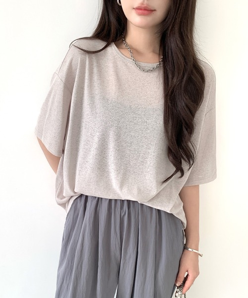 by LEGNA(バイレグナ)の「【全17色】選べるサイズ シアーTシャツ(Tシャツ/カットソー・レディース・ホワイト/ダークブラウン/ワインレッド/モカ/ネイビー/チャコール/アイボリー/ライトグレー/ブラック/オリーブ/ライトブルー/ピンク/ダルブルー系/イエロー/ダルブルー系2/オリーブ系2/グレー系2/ホワイト系2/ブラック系2/ピンク系2/ピンク系3/ブルー系3/ブラック系3/グレー系3/ライトグレー系3/ホワイト系3/ブラック系5/ライトグレー系5/ダルブルー系5/ホワイト系5/グレー系5/アイボリー系5/ピンク系5/ブルー系5/ブラック系4/ピンク系4/ライトグレー系4/ホワイト系4/アイボリー系4/ブラック系6/ネイビー系6/ホワイト×ブルー/ホワイト×グレー/グレー系6/アイボリー系6/ホワイト×イエロー/ブラック×ホワイト/ライトグレー系6/ダークブルー/グリーン/サーモンピンク・LARGE/MEDIUM/FREE/M-Short/L-Short)」の19枚目の写真