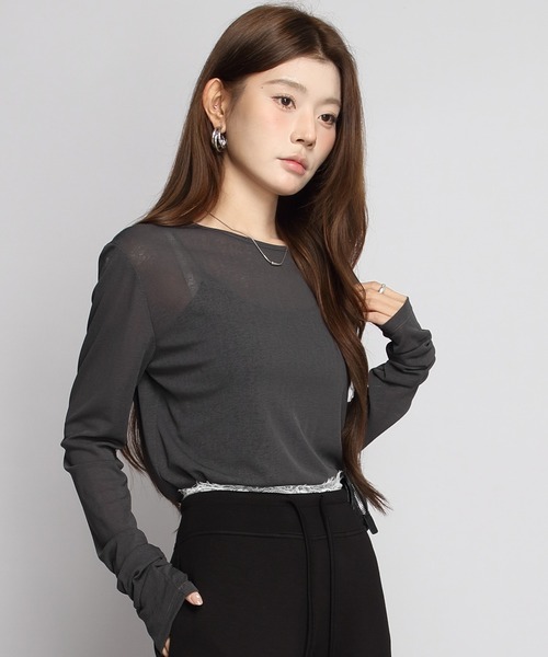 by LEGNA(バイレグナ)の「【全17色】選べるサイズ シアーTシャツ(Tシャツ/カットソー・レディース・ホワイト/ダークブラウン/ワインレッド/モカ/ネイビー/チャコール/アイボリー/ライトグレー/ブラック/オリーブ/ライトブルー/ピンク/ダルブルー系/イエロー/ダルブルー系2/オリーブ系2/グレー系2/ホワイト系2/ブラック系2/ピンク系2/ピンク系3/ブルー系3/ブラック系3/グレー系3/ライトグレー系3/ホワイト系3/ブラック系5/ライトグレー系5/ダルブルー系5/ホワイト系5/グレー系5/アイボリー系5/ピンク系5/ブルー系5/ブラック系4/ピンク系4/ライトグレー系4/ホワイト系4/アイボリー系4/ブラック系6/ネイビー系6/ホワイト×ブルー/ホワイト×グレー/グレー系6/アイボリー系6/ホワイト×イエロー/ブラック×ホワイト/ライトグレー系6/ダークブルー/グリーン/サーモンピンク・LARGE/MEDIUM/FREE/M-Short/L-Short)」の17枚目の写真