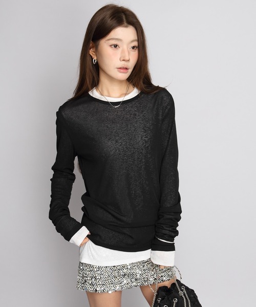 by LEGNA(バイレグナ)の「【全17色】選べるサイズ シアーTシャツ(Tシャツ/カットソー・レディース・ホワイト/ダークブラウン/ワインレッド/モカ/ネイビー/チャコール/アイボリー/ライトグレー/ブラック/オリーブ/ライトブルー/ピンク/ダルブルー系/イエロー/ダルブルー系2/オリーブ系2/グレー系2/ホワイト系2/ブラック系2/ピンク系2/ピンク系3/ブルー系3/ブラック系3/グレー系3/ライトグレー系3/ホワイト系3/ブラック系5/ライトグレー系5/ダルブルー系5/ホワイト系5/グレー系5/アイボリー系5/ピンク系5/ブルー系5/ブラック系4/ピンク系4/ライトグレー系4/ホワイト系4/アイボリー系4/ブラック系6/ネイビー系6/ホワイト×ブルー/ホワイト×グレー/グレー系6/アイボリー系6/ホワイト×イエロー/ブラック×ホワイト/ライトグレー系6/ダークブルー/グリーン/サーモンピンク・LARGE/MEDIUM/FREE/M-Short/L-Short)」の9枚目の写真