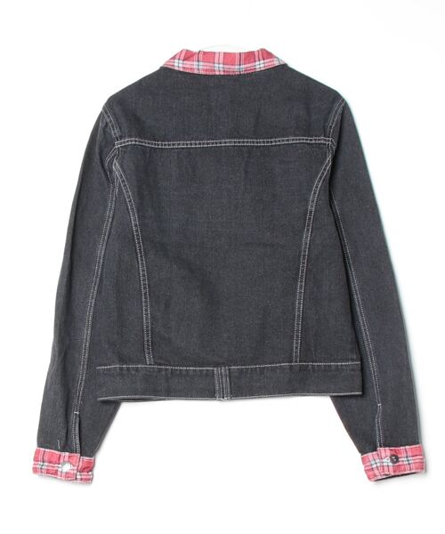 LYEON（リヨン）の「チェック襟ジップアップデニムジャケット/ブルゾン（ブルゾン・レディース・ブラック・FREE）」の8枚目の写真