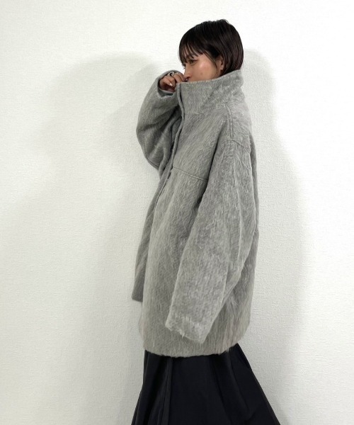 シャギースタンドカラーコート グレー セール】シャギースタンドカラーコート（その他アウター）｜gossara