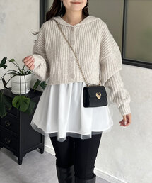 prose verse | セーラーカラーニット×チュールレイヤードペプラムキャミセット(ニット/セーター)