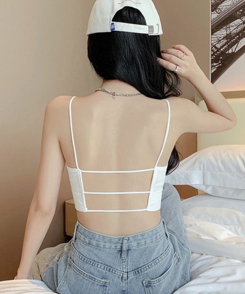 Lace Ladies(レースレディース)の「ソリッドカラー バック スケルトン ベーシック ハーフトップ(チューブトップ・レディース・グレー/ブラック/ベージュ/ホワイト・FREE)」の17枚目の写真