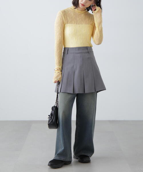 FREE'S MART(フリーズマート)の「◆レースハイネックカットソー(Tシャツ/カットソー・レディース・イエロー/ブラック/ホワイト・FREE)」の6枚目の写真