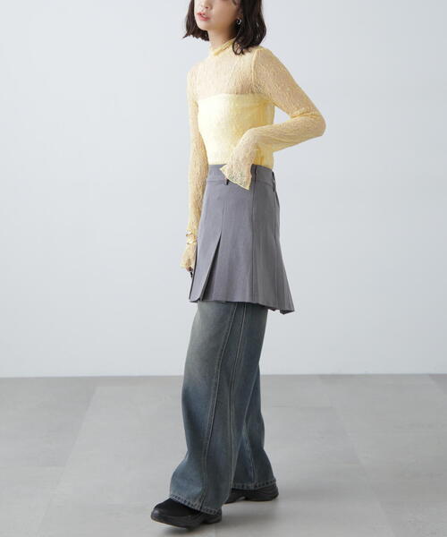 FREE'S MART(フリーズマート)の「◆レースハイネックカットソー(Tシャツ/カットソー・レディース・イエロー/ブラック/ホワイト・FREE)」の7枚目の写真