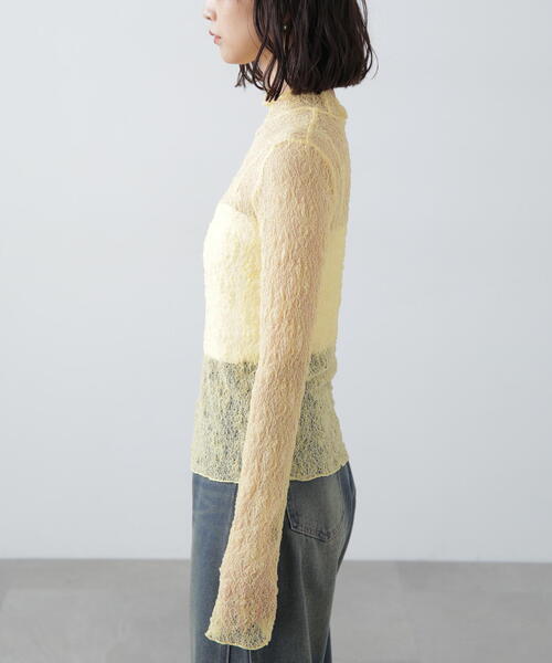 FREE'S MART(フリーズマート)の「◆レースハイネックカットソー(Tシャツ/カットソー・レディース・イエロー/ブラック/ホワイト・FREE)」の12枚目の写真