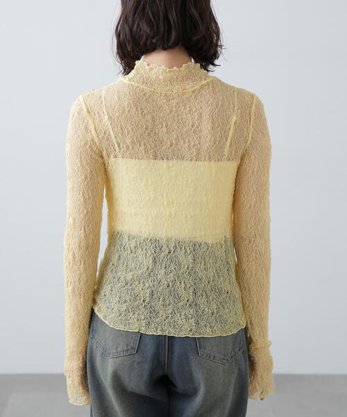 FREE'S MART(フリーズマート)の「◆レースハイネックカットソー(Tシャツ/カットソー・レディース・イエロー/ブラック/ホワイト・FREE)」の13枚目の写真