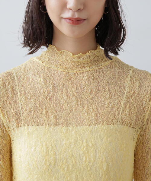 FREE'S MART(フリーズマート)の「◆レースハイネックカットソー(Tシャツ/カットソー・レディース・イエロー/ブラック/ホワイト・FREE)」の14枚目の写真