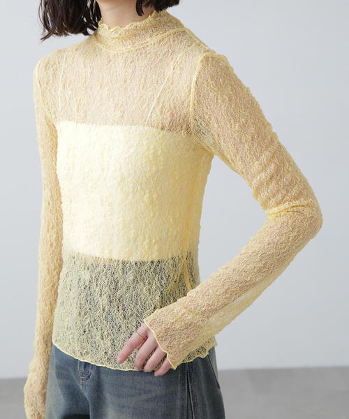 FREE'S MART(フリーズマート)の「◆レースハイネックカットソー(Tシャツ/カットソー・レディース・イエロー/ブラック/ホワイト・FREE)」の15枚目の写真