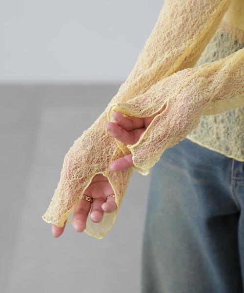 FREE'S MART(フリーズマート)の「◆レースハイネックカットソー(Tシャツ/カットソー・レディース・イエロー/ブラック/ホワイト・FREE)」の16枚目の写真