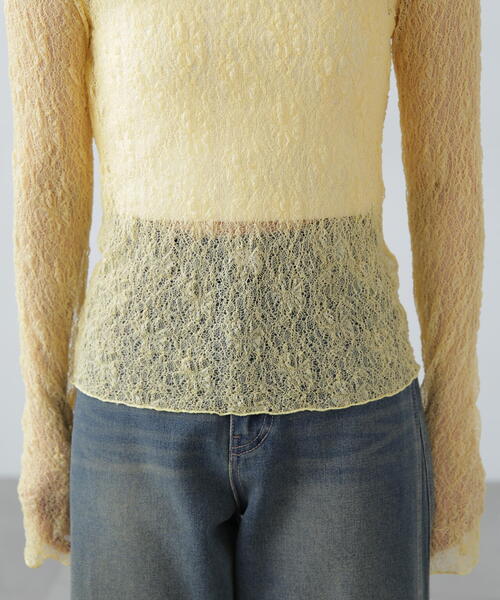 FREE'S MART(フリーズマート)の「◆レースハイネックカットソー(Tシャツ/カットソー・レディース・イエロー/ブラック/ホワイト・FREE)」の17枚目の写真