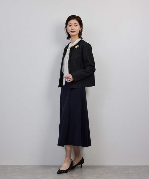 ミックスツイードノーカラージャケット（ノーカラージャケット）｜ROPE