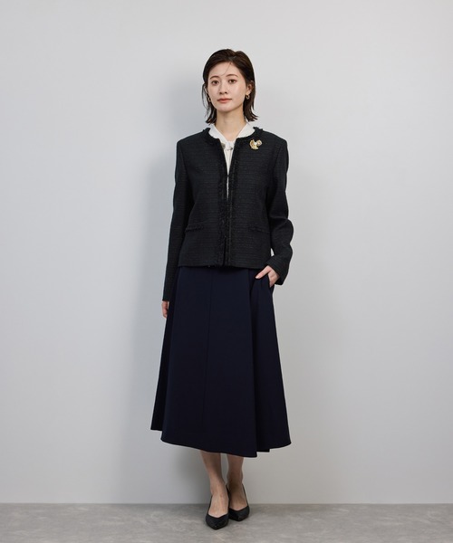 ✨極美品✨コーヘン ミックスツイード ノーカラー ジャケット マルチカラー M ミックスツイードノーカラージャケット（ノーカラージャケット）｜ROPE