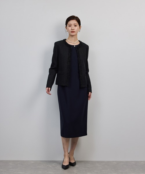 ミックスツイードノーカラージャケット（ノーカラージャケット）｜ROPE