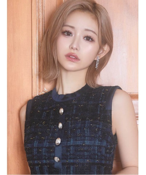 ネイビー ノースリーブミニワンピース DAZZY ネイビーノースリーブミニワンピース S-L レディース