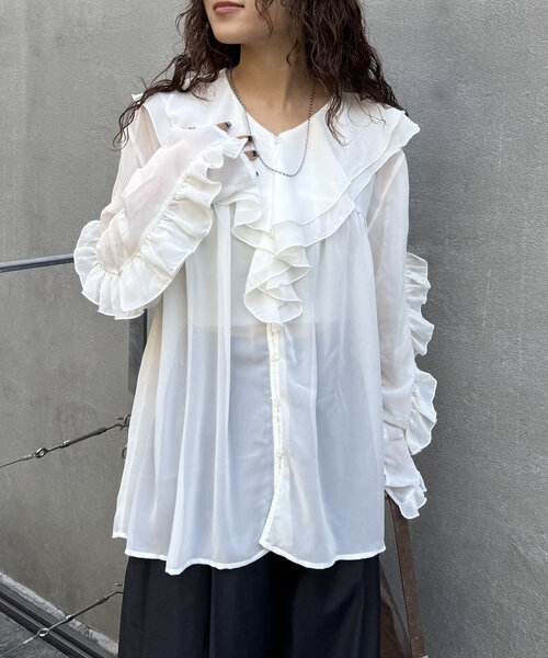 【セール】[mline]ラッフルブラウス（シャツ/ブラウス）｜mline（エムライン）