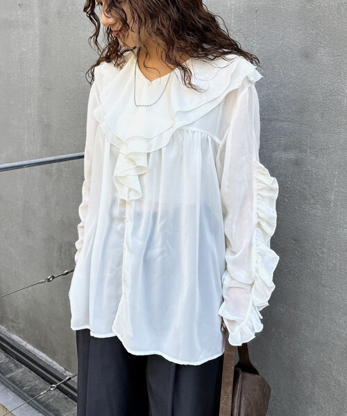 【セール】[mline]ラッフルブラウス（シャツ/ブラウス）｜mline（エムライン）