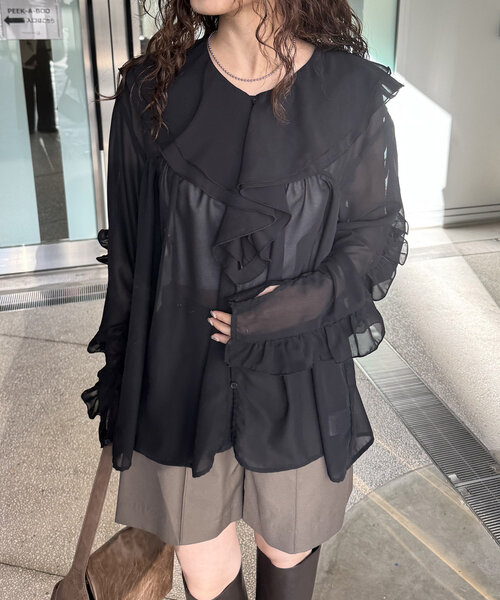 【セール】[mline]ラッフルブラウス（シャツ/ブラウス）｜mline（エムライン）