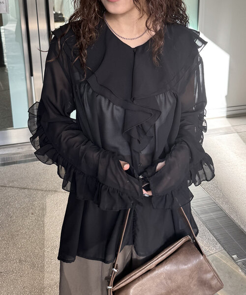 【セール】[mline]ラッフルブラウス（シャツ/ブラウス）｜mline（エムライン）