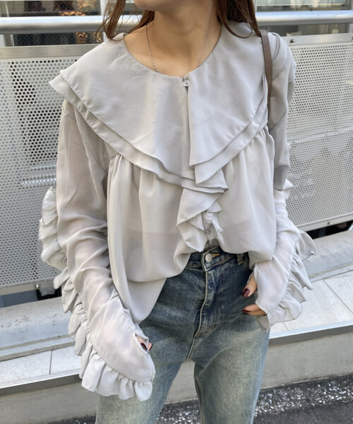 【セール】[mline]ラッフルブラウス（シャツ/ブラウス）｜mline（エムライン）