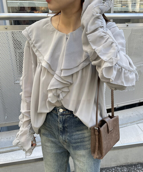 【セール】[mline]ラッフルブラウス（シャツ/ブラウス）｜mline（エムライン）