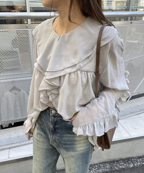 【セール】[mline]ラッフルブラウス（シャツ/ブラウス）｜mline（エムライン）
