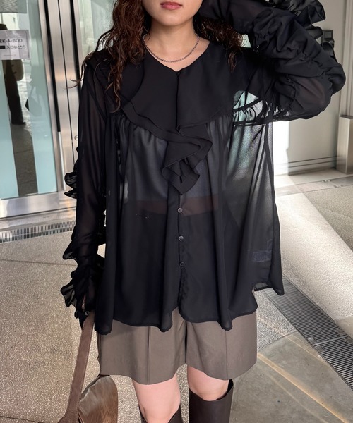 【セール】[mline]ラッフルブラウス（シャツ/ブラウス）｜mline（エムライン）