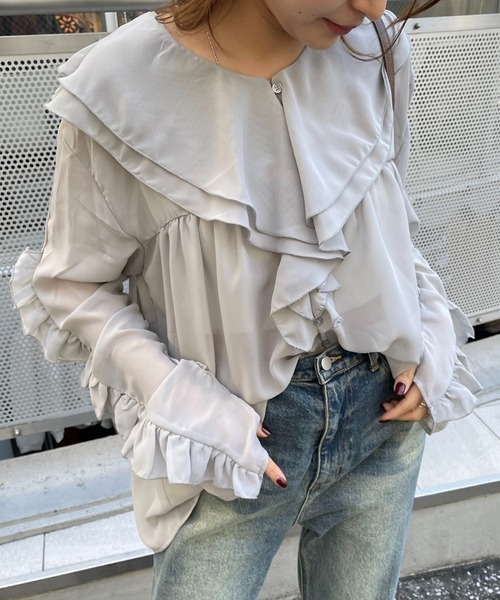 【セール】[mline]ラッフルブラウス（シャツ/ブラウス）｜mline（エムライン）