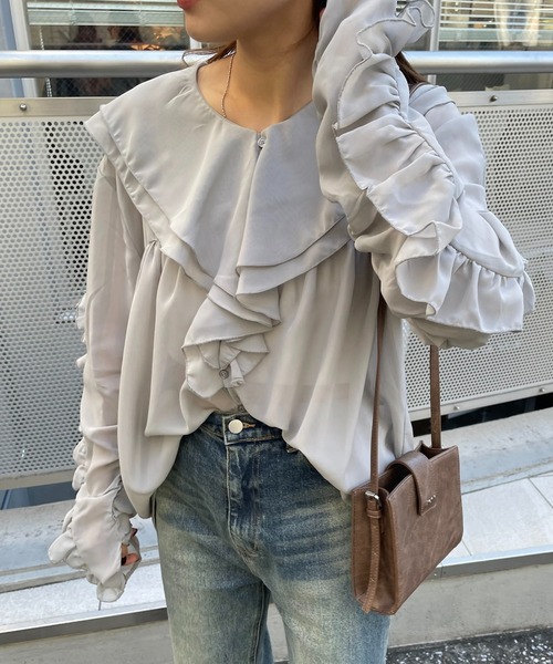 【セール】[mline]ラッフルブラウス（シャツ/ブラウス）｜mline（エムライン）
