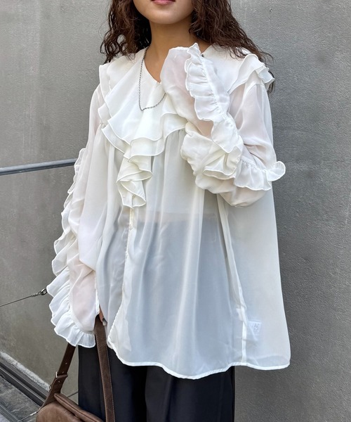 【セール】[mline]ラッフルブラウス（シャツ/ブラウス）｜mline（エムライン）