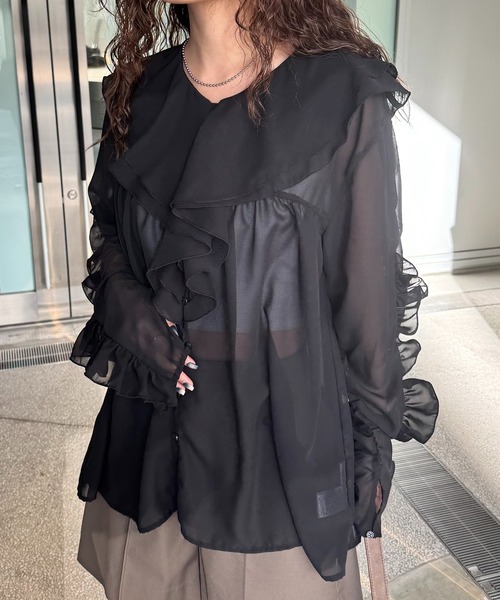 【セール】[mline]ラッフルブラウス（シャツ/ブラウス）｜mline（エムライン）