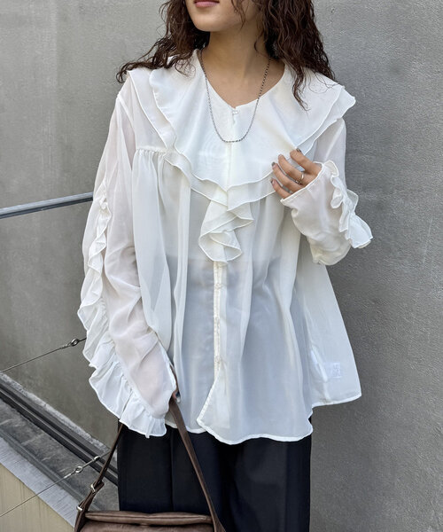 【セール】[mline]ラッフルブラウス（シャツ/ブラウス）｜mline（エムライン）