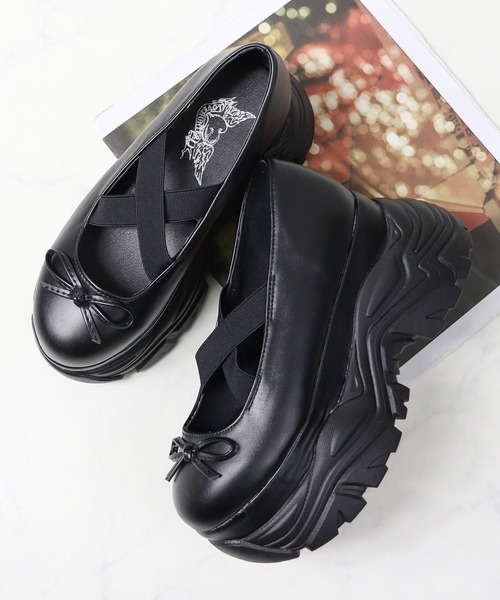 LOVEHUNTER(ラブハンター)の「LOVE HUNTER / 9.5cm厚底クロスゴムバレエスニーカー 軽量 プラットフォーム メリージェーン 美脚 ボリュームソール (2204)(スニーカー・レディース・ブラック/シルバー・SS/S/M/L/LL/3L)」の15枚目の写真