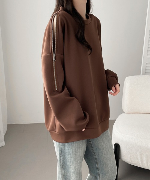 ECLIN(エクラン)の「ショルダージップ段ボールスウェットプルオーバー(スウェット・レディース・ブラウン/アイボリー/ブラック・M/L/XL)」の19枚目の写真
