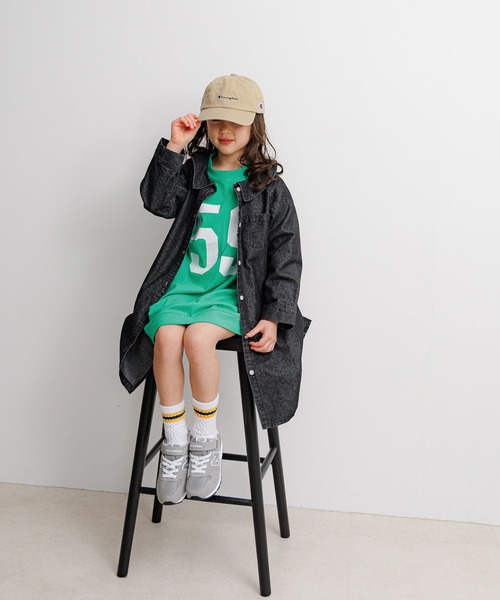 BAYFLOW（ベイフロー）の「[羽織りでも、一枚着としても♪]ラメデニムワンピ(KIDS)（ワンピース・キッズ・ブルー/ブラック・130cm/120cm/110cm/150cm/140cm）」の18枚目の写真