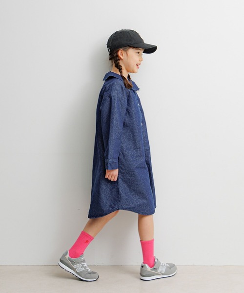 BAYFLOW（ベイフロー）の「[羽織りでも、一枚着としても♪]ラメデニムワンピ(KIDS)（ワンピース・キッズ・ブルー/ブラック・130cm/120cm/110cm/150cm/140cm）」の8枚目の写真