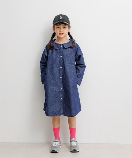 BAYFLOW（ベイフロー）の「[羽織りでも、一枚着としても♪]ラメデニムワンピ(KIDS)（ワンピース・キッズ・ブルー/ブラック・130cm/120cm/110cm/150cm/140cm）」の7枚目の写真