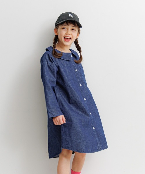 BAYFLOW（ベイフロー）の「[羽織りでも、一枚着としても♪]ラメデニムワンピ(KIDS)（ワンピース・キッズ・ブルー/ブラック・130cm/120cm/110cm/150cm/140cm）」の5枚目の写真