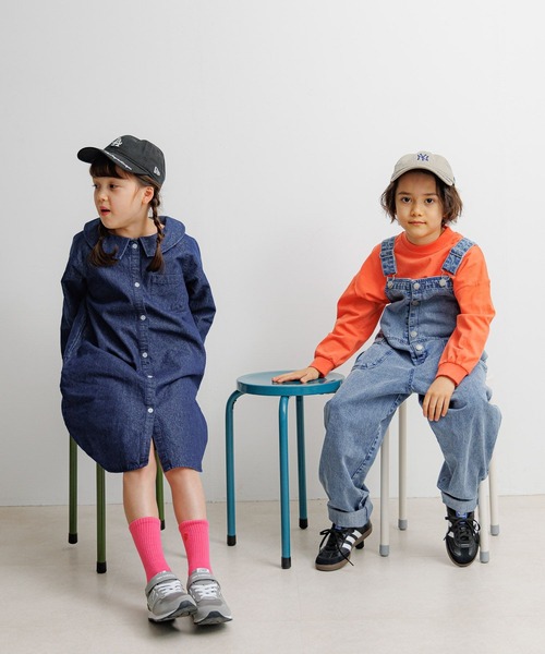 BAYFLOW（ベイフロー）の「[羽織りでも、一枚着としても♪]ラメデニムワンピ(KIDS)（ワンピース・キッズ・ブルー/ブラック・130cm/120cm/110cm/150cm/140cm）」の3枚目の写真