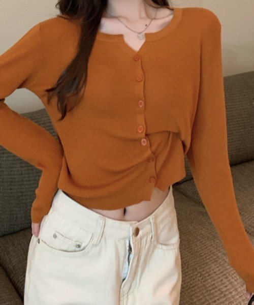 Teem Store(チームストア)の「スリムフィット コンパクトリブVネックカーディガン(カーディガン/ボレロ・レディース・ブラック/テラコッタ/グレー/ベージュ/ホワイト・F)」の14枚目の写真