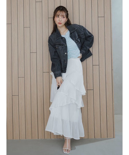 SNIDEL snidel スナイデル プリーツティアードスカート セール】Sustainableプリーツティアードスカート（スカート