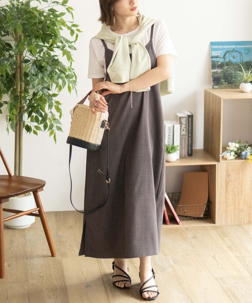 NAVY（ネイビー）の「NAVY 杢麻ライクキャミワンピースアンサンブル（ワンピース・レディース・ブラック/ダークグレー/マスタード・M/L）」の9枚目の写真