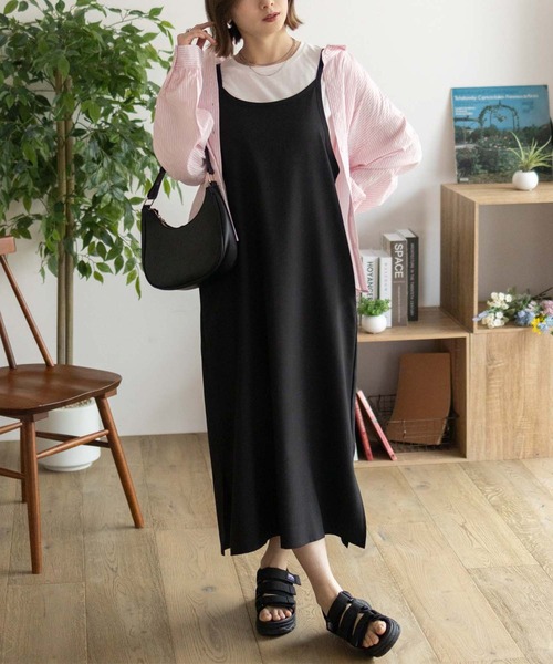 NAVY（ネイビー）の「NAVY 杢麻ライクキャミワンピースアンサンブル（ワンピース・レディース・ブラック/ダークグレー/マスタード・M/L）」の15枚目の写真