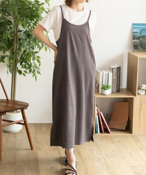 NAVY（ネイビー）の「NAVY 杢麻ライクキャミワンピースアンサンブル（ワンピース・レディース・ブラック/ダークグレー/マスタード・M/L）」の10枚目の写真