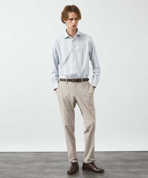ABAHOUSE（アバハウス）の「【FLEX SHIRTS】360°ストレッチ パッチワークストライプシャツ / 長袖シャツ（シャツ/ブラウス・メンズ・ブルー/ライトグレー・46/50/44/48）」の3枚目の写真