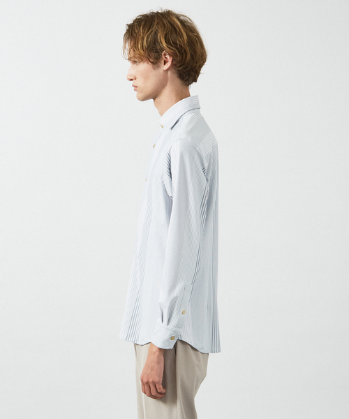 ABAHOUSE（アバハウス）の「【FLEX SHIRTS】360°ストレッチ パッチワークストライプシャツ / 長袖シャツ（シャツ/ブラウス・メンズ・ブルー/ライトグレー・46/50/44/48）」の5枚目の写真