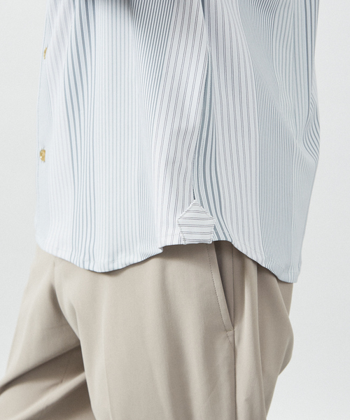 ABAHOUSE（アバハウス）の「【FLEX SHIRTS】360°ストレッチ パッチワークストライプシャツ / 長袖シャツ（シャツ/ブラウス・メンズ・ブルー/ライトグレー・46/50/44/48）」の9枚目の写真