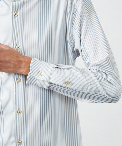 ABAHOUSE（アバハウス）の「【FLEX SHIRTS】360°ストレッチ パッチワークストライプシャツ / 長袖シャツ（シャツ/ブラウス・メンズ・ブルー/ライトグレー・46/50/44/48）」の10枚目の写真