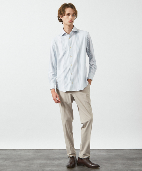 ABAHOUSE（アバハウス）の「【FLEX SHIRTS】360°ストレッチ パッチワークストライプシャツ / 長袖シャツ（シャツ/ブラウス・メンズ・ブルー/ライトグレー・46/50/44/48）」の13枚目の写真